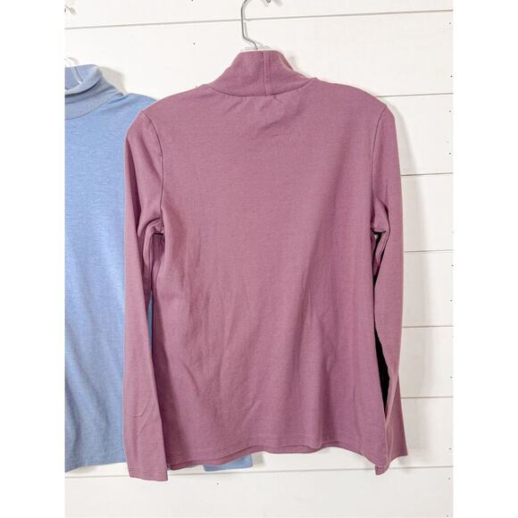 NWOT Set of 2 Croft & Barrow Women's Long Sleeve Mock Neck Top Blue Pink Small - Picture 4 of 9